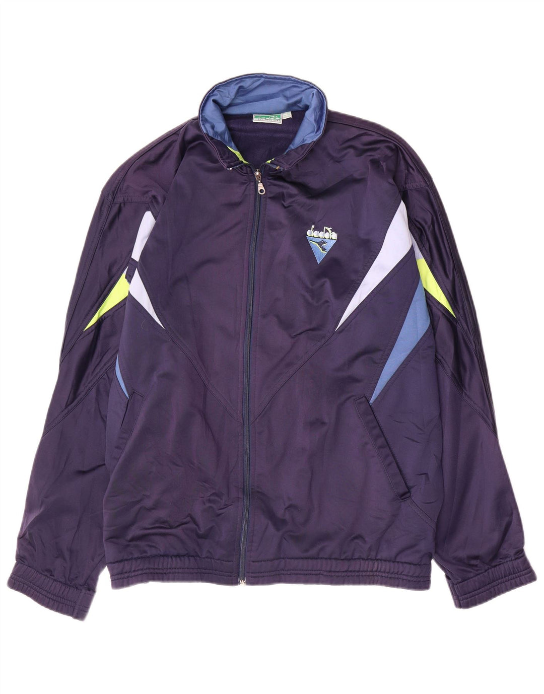 DIADORA Herren-Trainingsanzug-Top-Jacke, UK 46, XL, Marineblau, Farbblock-Polyester