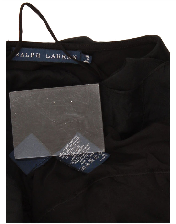 RALPH LAUREN Damen Asymmetrischer Rock US 6 Medium W28 Schwarze Seide