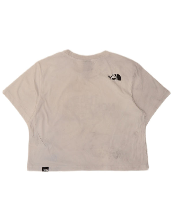 The North Face Damen Crop Graphic T-Shirt Top UK 10 Small Weiße Baumwolle