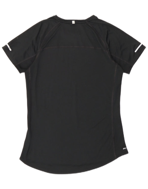 Nike Damen Dri Fit T-Shirt Top UK 12 Medium Schwarz Polyester