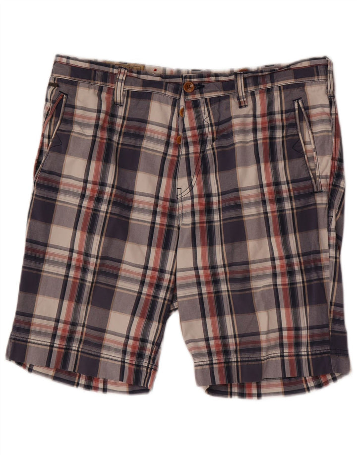 Guess Herren-Chinoshorts W34, groß, marineblau, kariert, Baumwolle