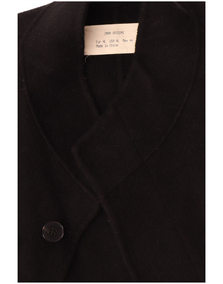 Zara Herrenmantel UK 44 XL Schwarze Wolle