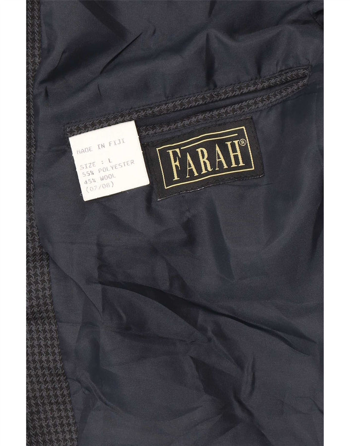 Farah Herren-Blazer mit 2 Knöpfen, UK 40, große marineblaue Hahnentritt-Wolle