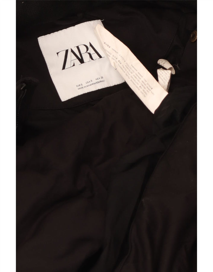 Zara Herren-Jacke mit Kapuze, gepolstert, Größe 36, Größe S, Schwarz, Polyester