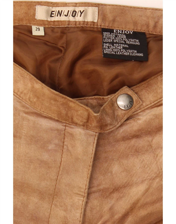 ENJOY Damen Bootcut-Wildlederhose W29 L30 Braunes Leder