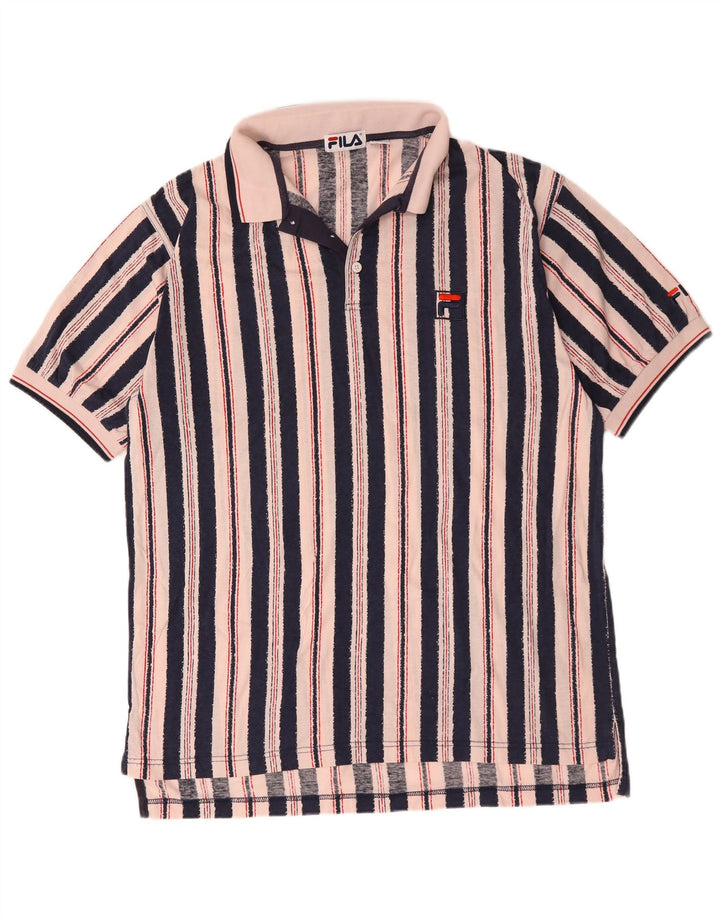 Fila Herren Poloshirt XL rosa gestreift aus Baumwolle