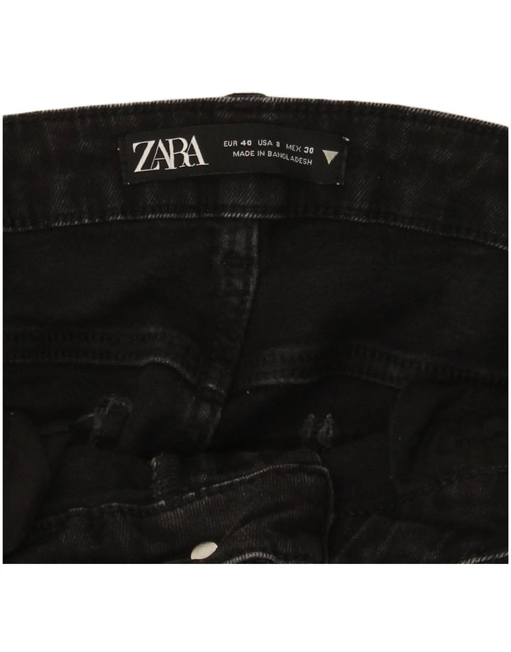 Zara Damen Distressed Slim Jeans EU 40 Medium W30 L27 Schwarze Baumwolle
