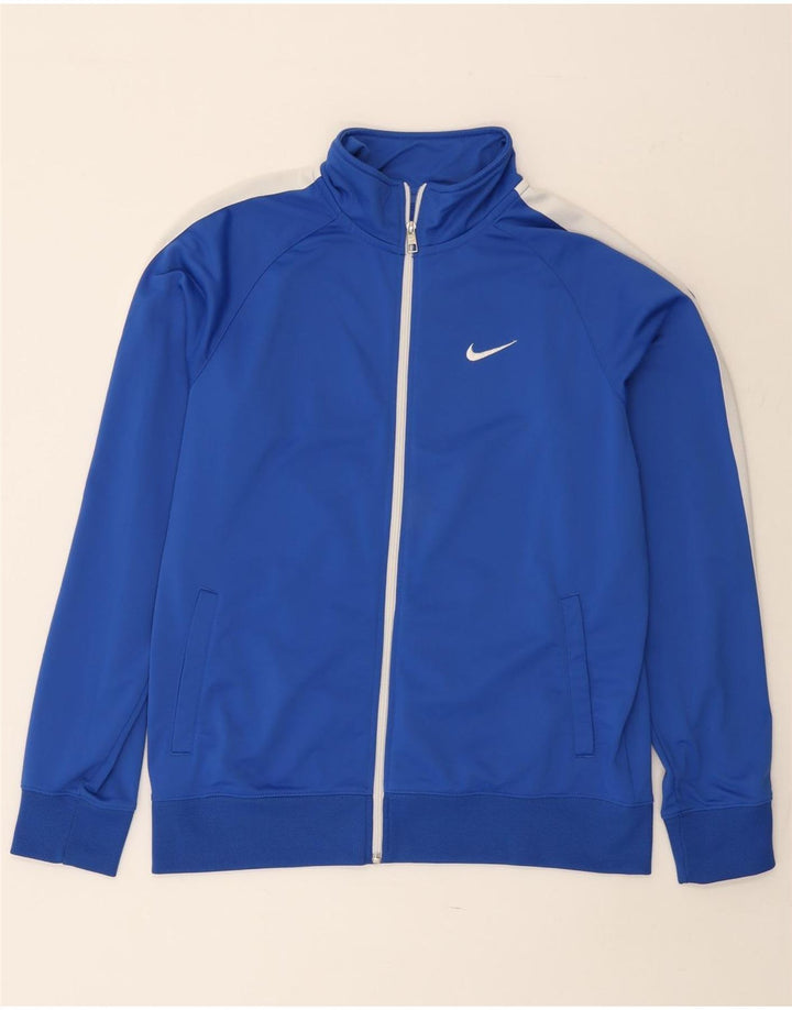 Nike Herren-Trainingsanzug-Topjacke, großes, blaues Farbblock-Polyester