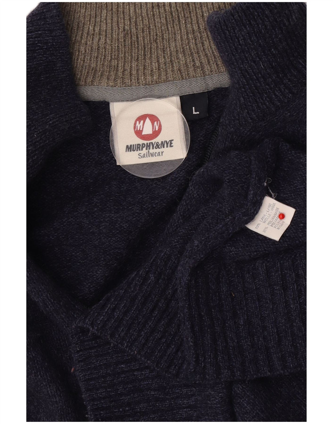 Murphy & Nye Herren-Pullover mit Reißverschluss am Hals, große marineblaue Wolle