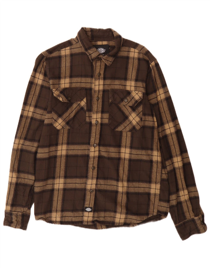 Dickies Herren-Flanellhemd, klein, braun, kariert, Baumwolle