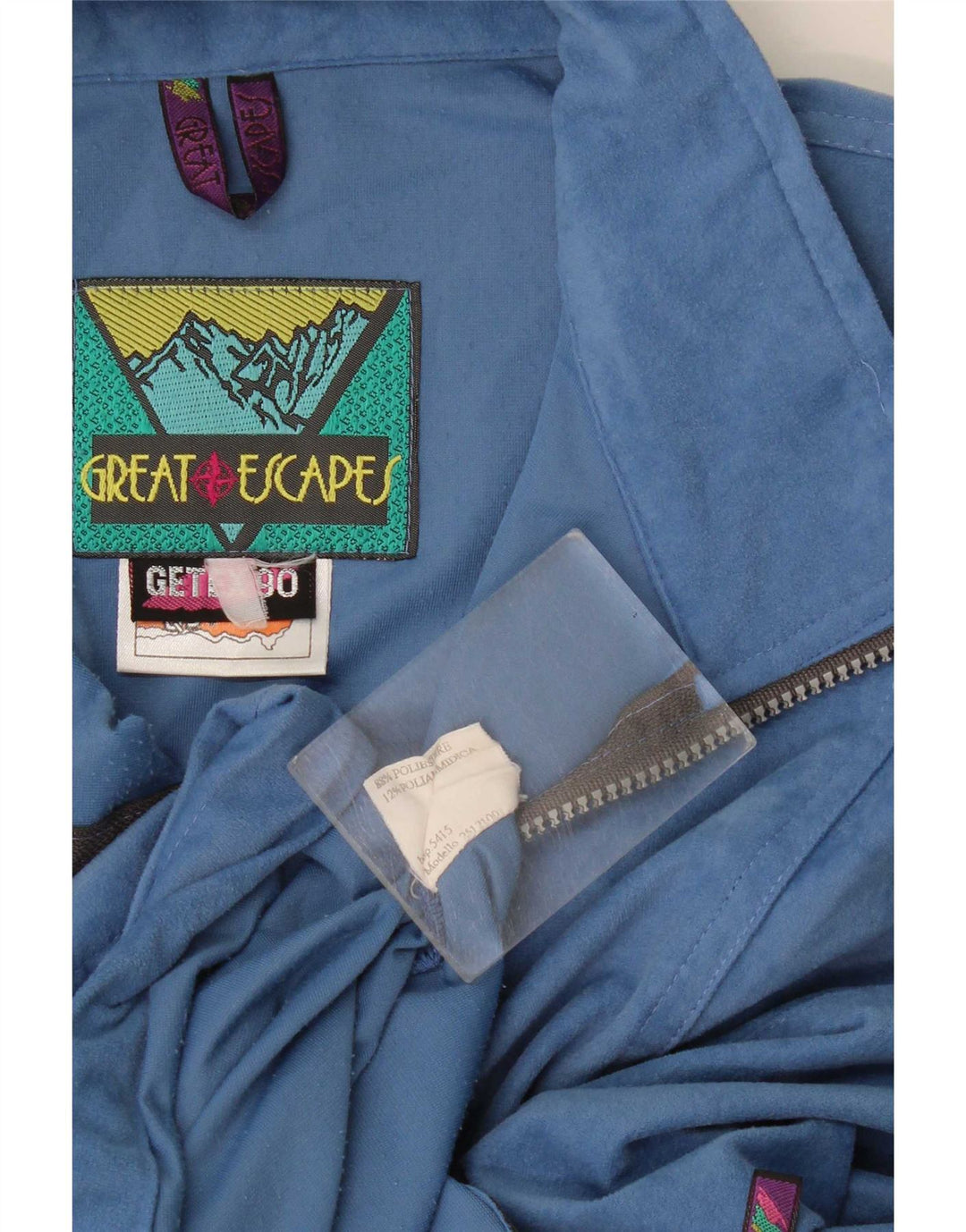 Great Escapes Herren-Trainingsanzugoberteil aus Velours mit Grafik, XL, Blau, Polyester