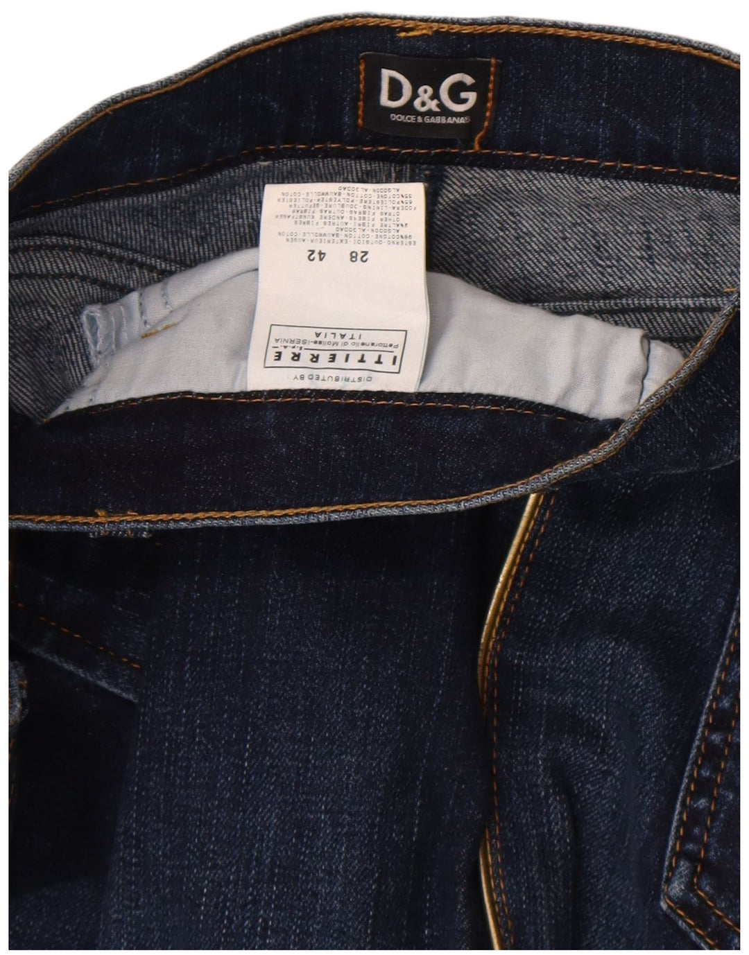 Dolce & Gabbana Damen Graphic Slim Jeans IT 42 Medium W28 L34 Marineblau