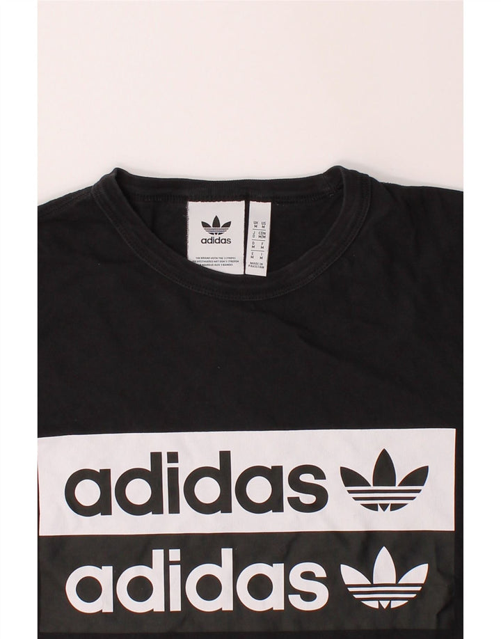 ADIDAS Mens Graphic T-Shirt Top Medium Black Cotton Vintage Adidas and Second-Hand Adidas from Messina Hembry 