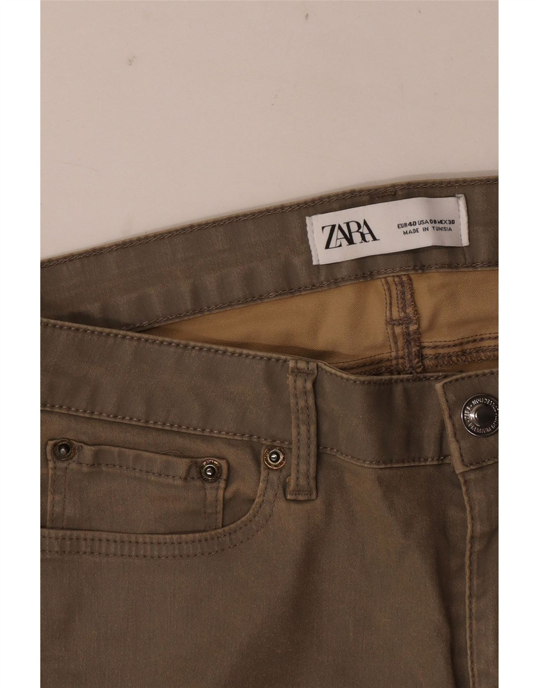 Zara Damen Skinny Jeans EU 40 Medium W30 L26 Khaki