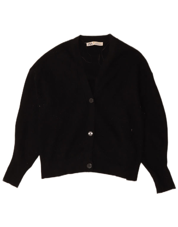 Zara Damen-Cardigan-Pullover UK 14 Mittelschwarze Viskose