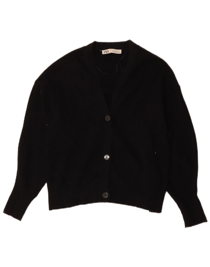Zara Damen-Cardigan-Pullover UK 14 Mittelschwarze Viskose
