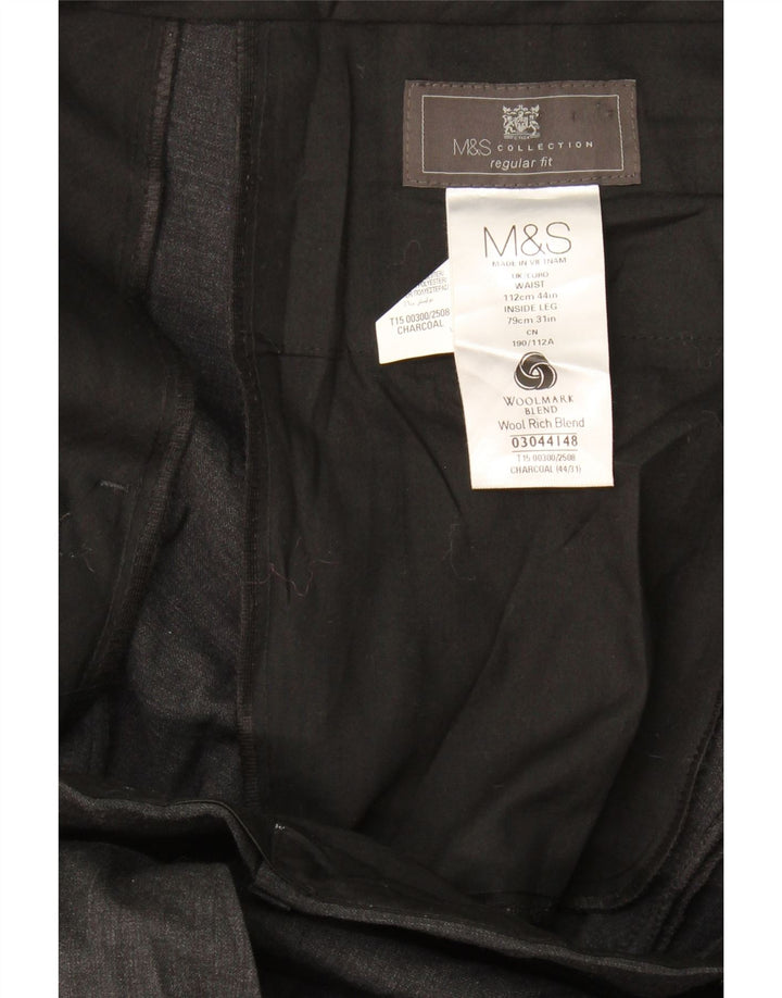 Marks & Spencer Herren-Anzughose in normaler Passform, W44, L31, graue Wolle