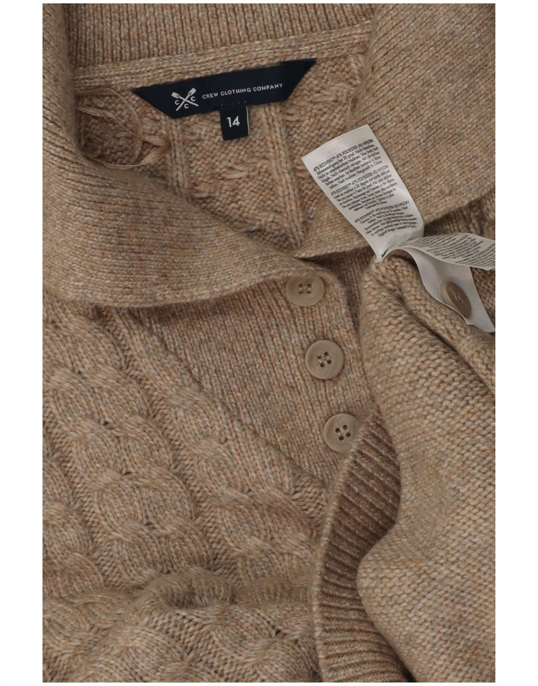 Crew Clothing Damen-Pullover mit Rollkragen, UK 14, mittelbeigefarbenes Polyester