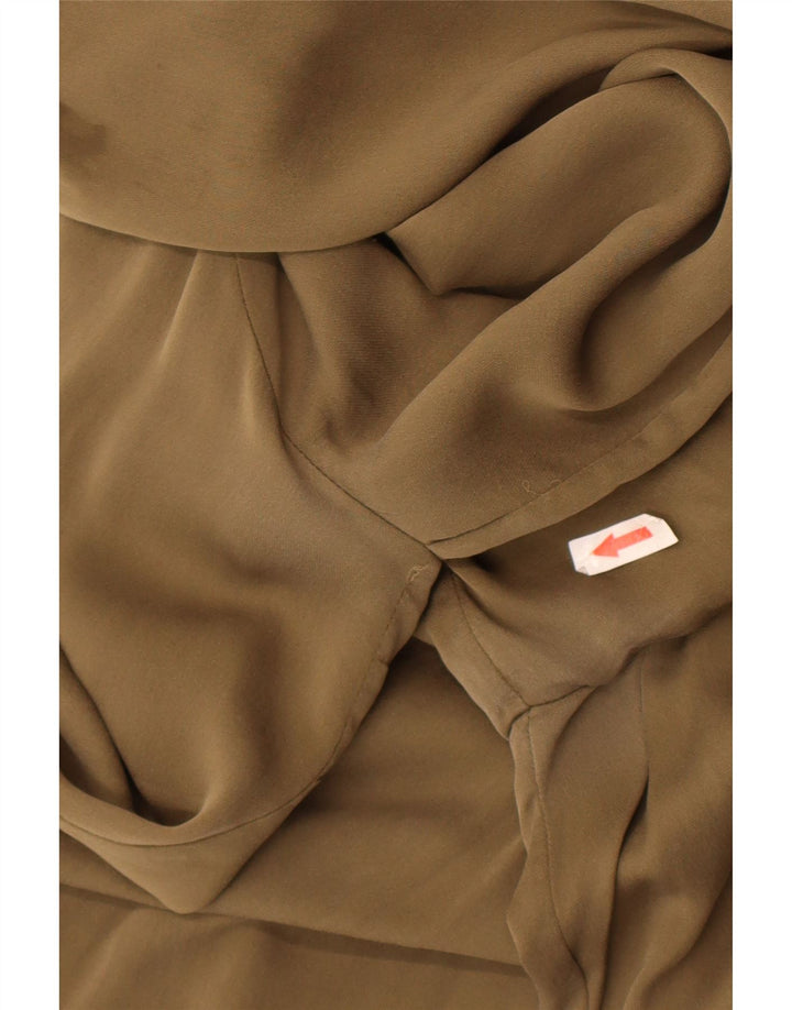 Michael Kors Langarm-Blusenoberteil für Damen, UK 16, Größe L, Khaki, Seide