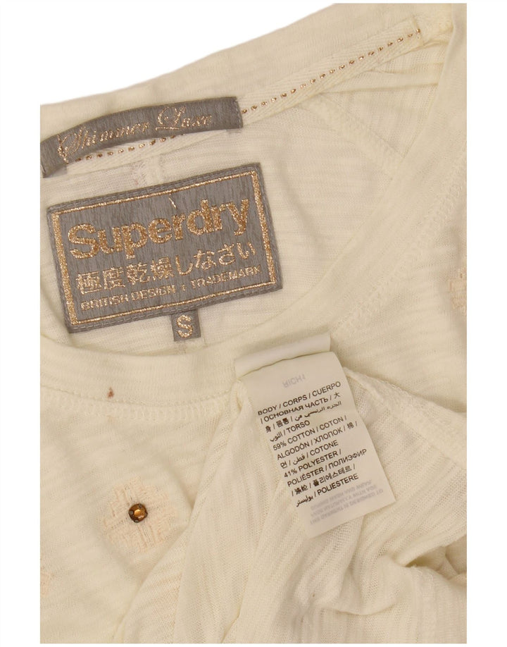 SUPERDRY Damen T-Shirt Top UK 10 Small Weiße Baumwolle