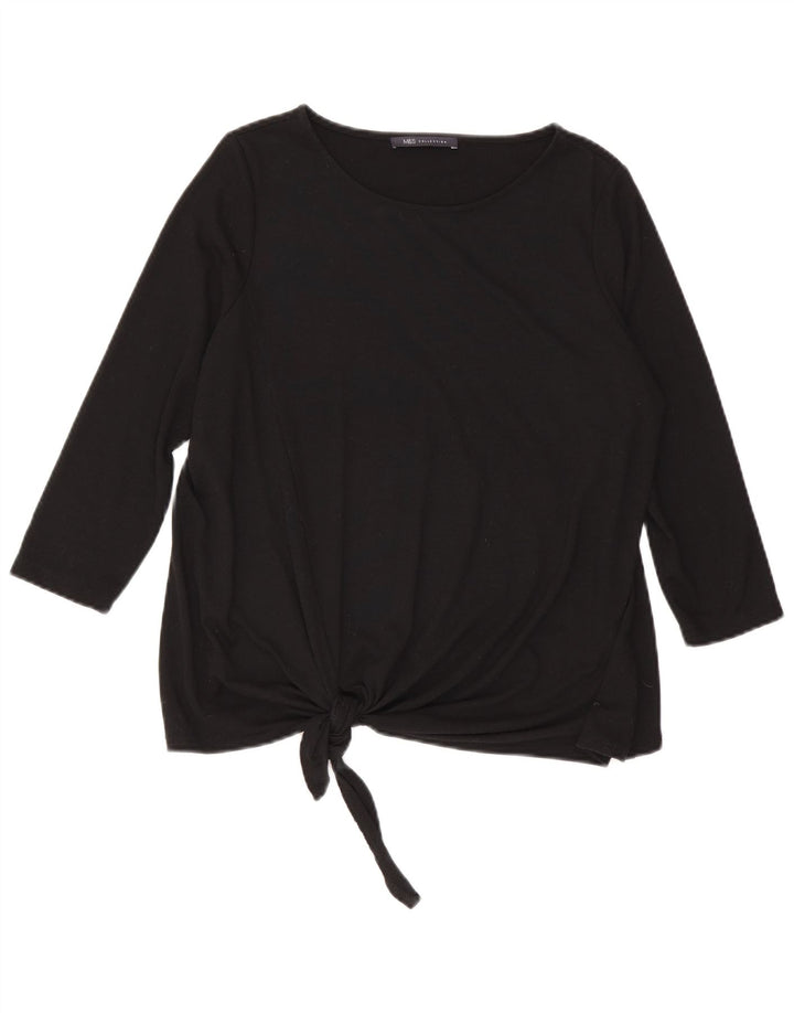 Marks & Spencer Damen-Top, 3/4-Ärmel, UK-Größe 12, Mittelschwarz, Polyester