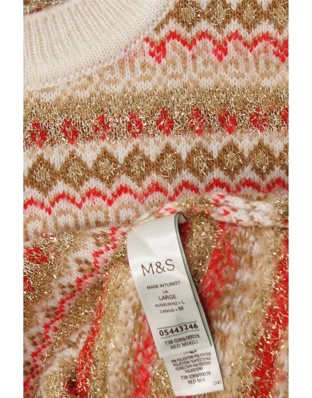 Marks & Spencer Damen-Pullover mit Rundhalsausschnitt, Gr. 40, Größe L, mehrfarbig