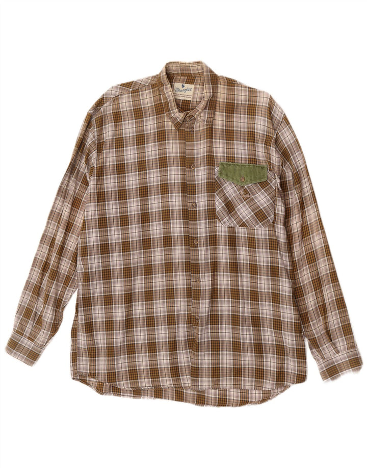Wrangler Herren-Flanellhemd XL, braun kariert