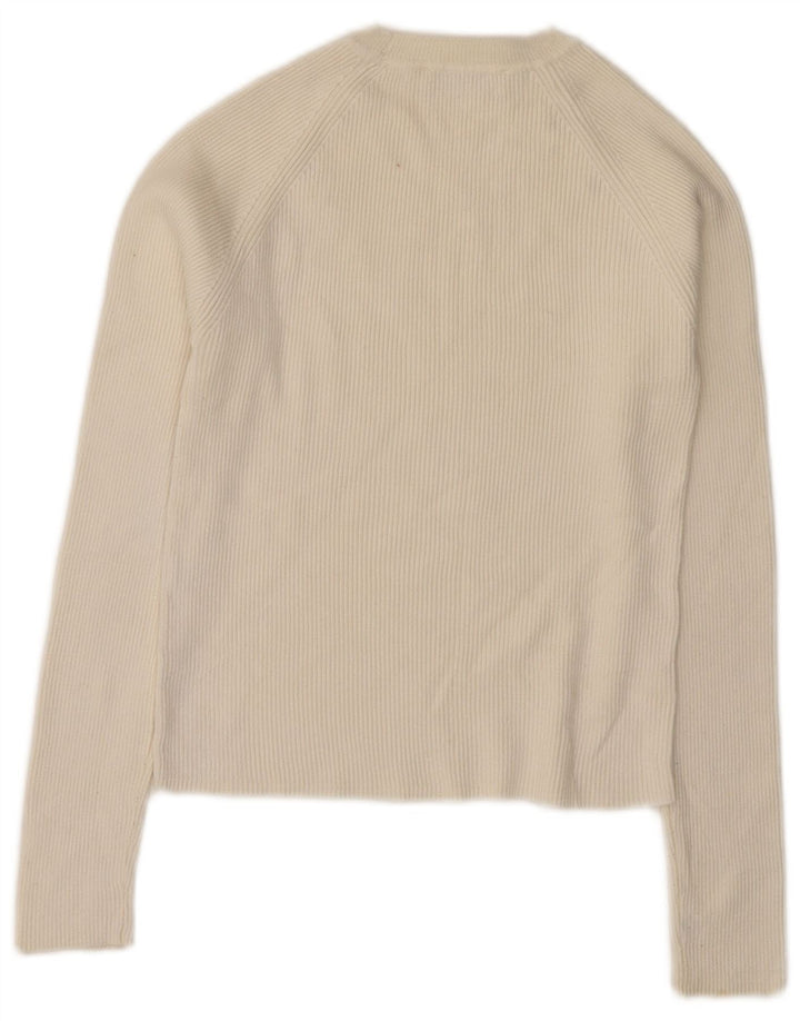 Zara Damen Crop Crew Neck Pullover Pullover UK 12 Mittelweiß