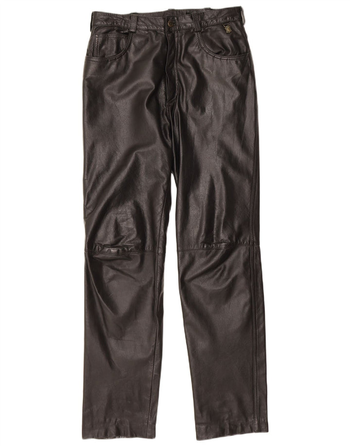 Vintage Herren gerade Lederhose W31 L30 Schwarz