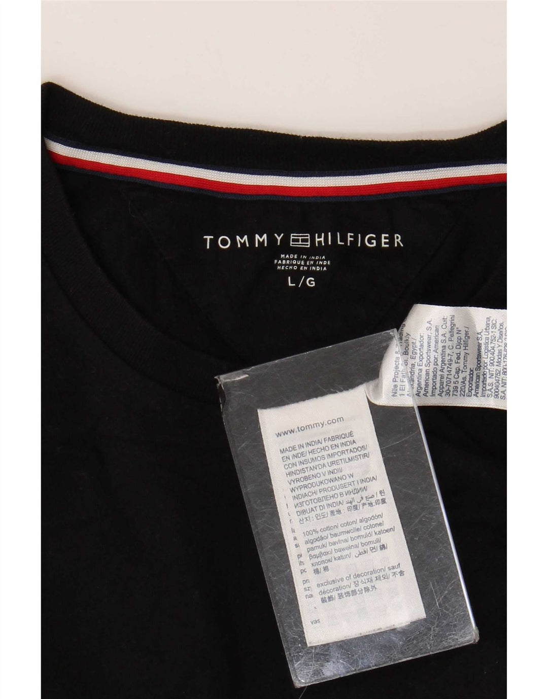 Tommy Hilfiger Herren T-Shirt Top Large Schwarz Baumwolle