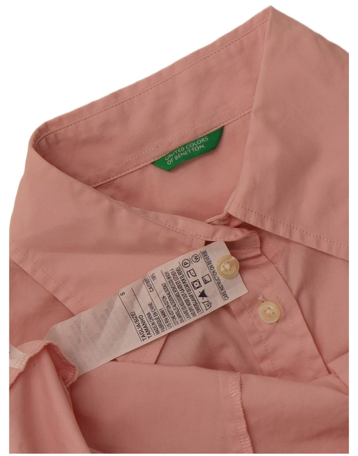 Benetton Damen-Hemd UK 10 Small Rosa Baumwolle