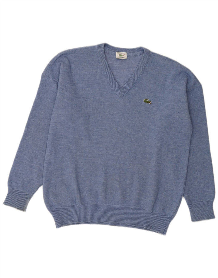 Lacoste Herren-Pullover mit V-Ausschnitt, Größe 5, große blaue Wolle
