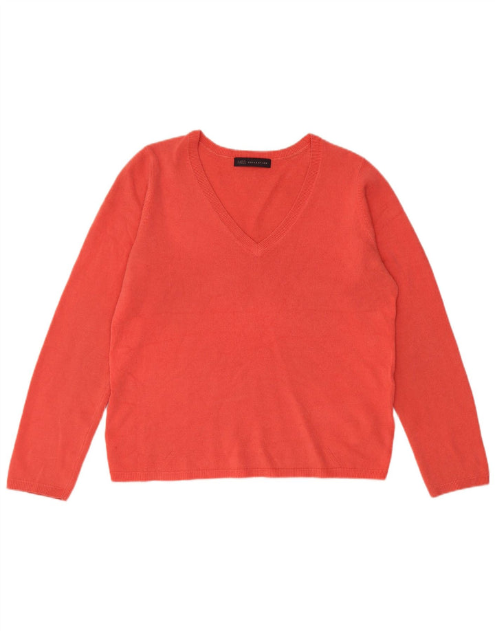 Marks & Spencer Damen-Pullover mit V-Ausschnitt, UK 12, Mittelrot, Acryl
