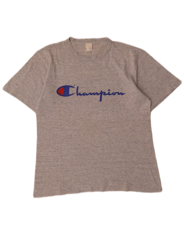 Champion Womens Graphic T-Shirt Top UK 14 Mittelgraue Baumwolle