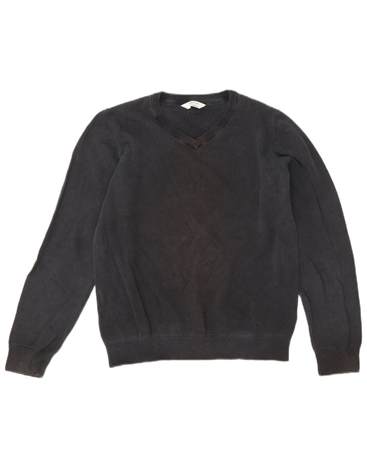 Marks & Spencer Jungen-Pullover mit V-Ausschnitt, 12–13 Jahre, schwarze Baumwolle