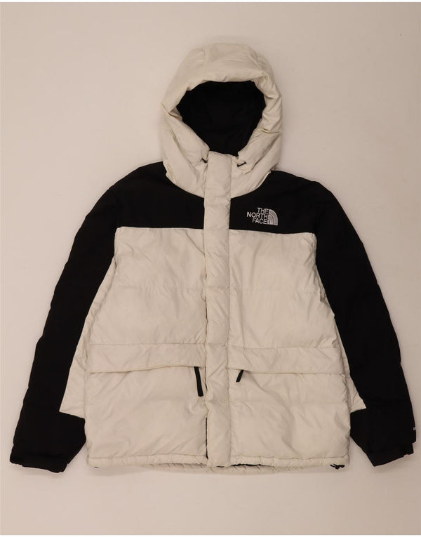 The North Face wattierte Herrenjacke mit Kapuze, UK 40, Größe L, Weiß, Farbblock