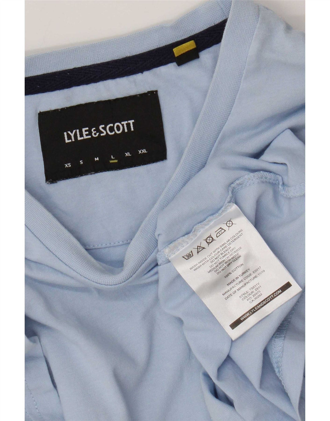 Lyle & Scott Herren T-Shirt Top Large Blau Colourblock Baumwolle