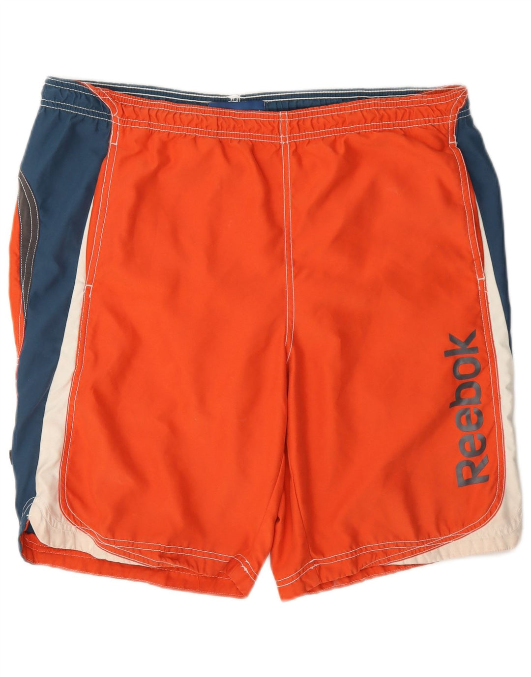Reebok Herren-Badeshorts mit Grafik, mittelorangefarbenes Farbblock-Polyester