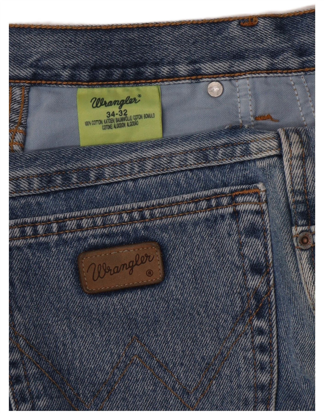 Wrangler Herren Straight Jeans W34 L32 Blaue Baumwolle