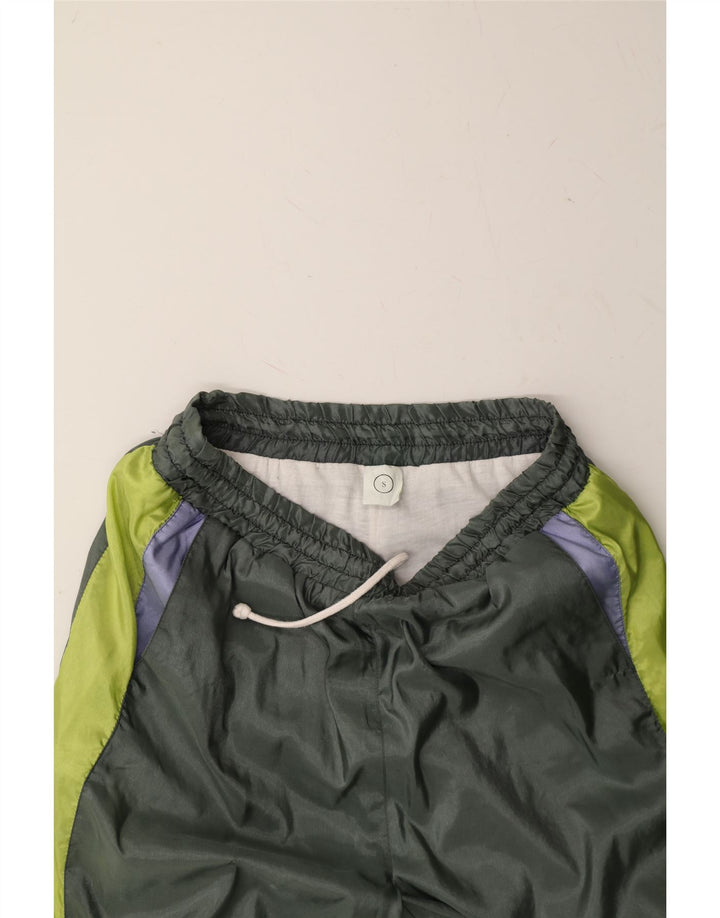VINTAGE Mens Tracksuit Trousers Joggers Small Khaki Colourblock Polyester Vintage Vintage and Second-Hand Vintage from Messina Hembry 