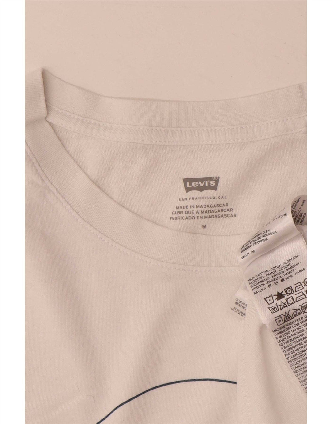 Levi's Womens Graphic T-Shirt Top UK 14 Mittelweiße Baumwolle