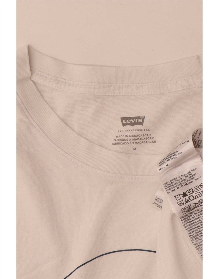 Levi's Womens Graphic T-Shirt Top UK 14 Mittelweiße Baumwolle
