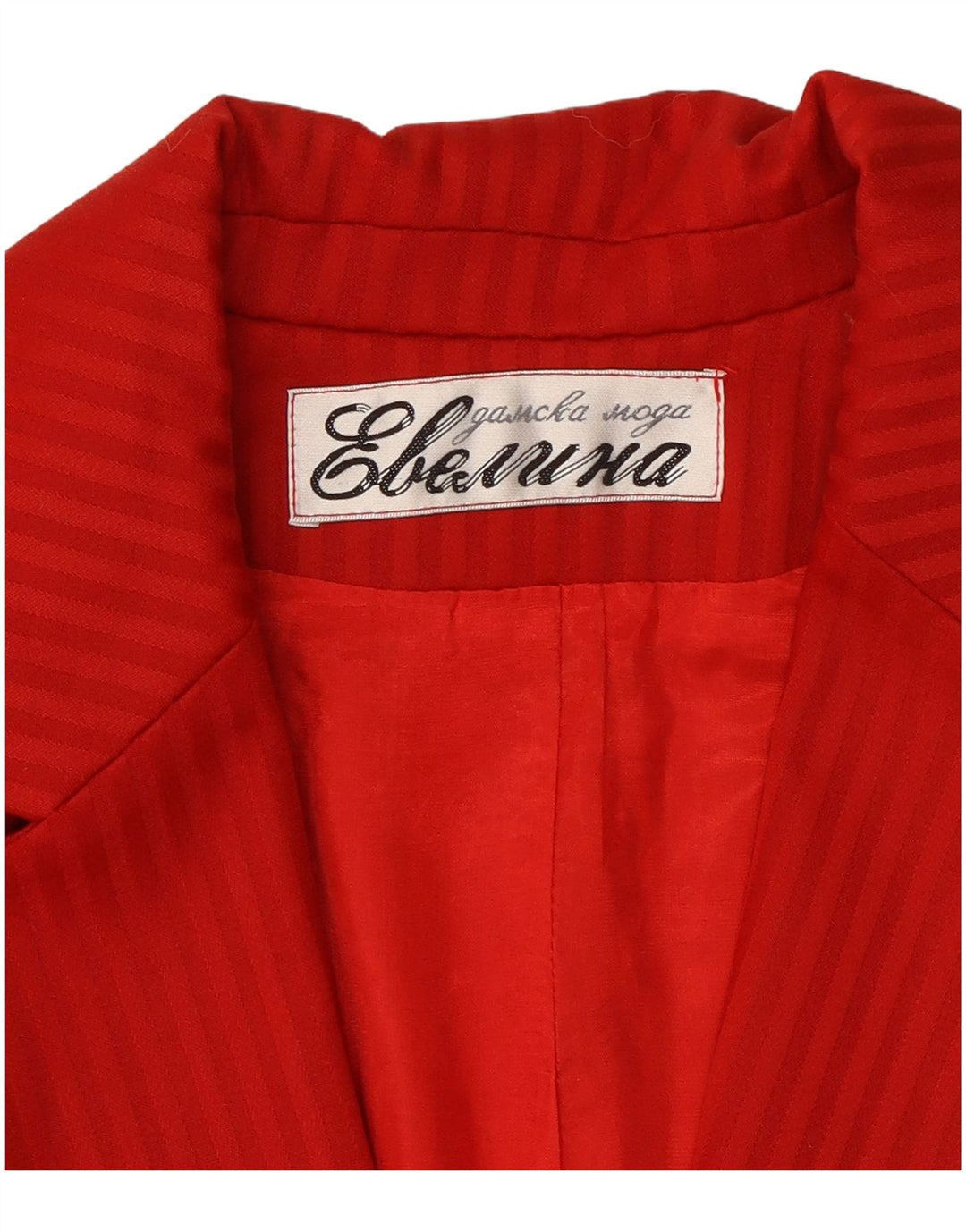 Vintage Damen Crop 1 Knopf Blazer Jacke UK 14 Mittelrote Nadelstreifen