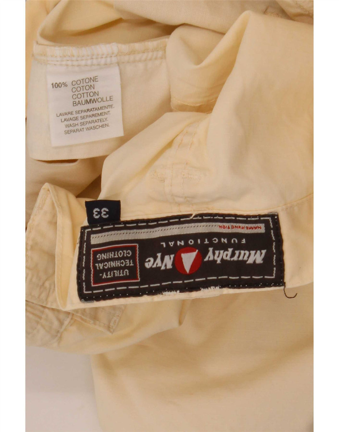 Murphy & Nye Herren Cargoshorts W33 Medium Off White Baumwolle