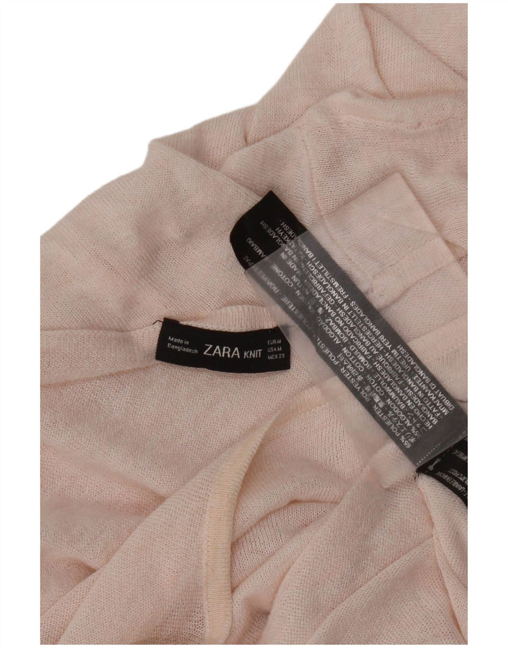 Zara Damen-Pullover mit U-Boot-Ausschnitt, UK 12, Mittelrosa, Polyester