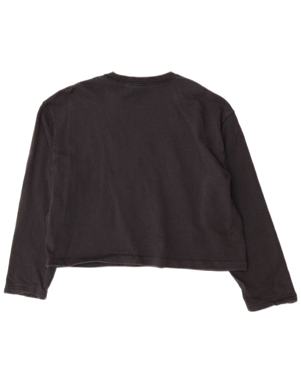 Adidas Damen Übergroßes Crop Graphic Top Langarm UK 8 Small Schwarz