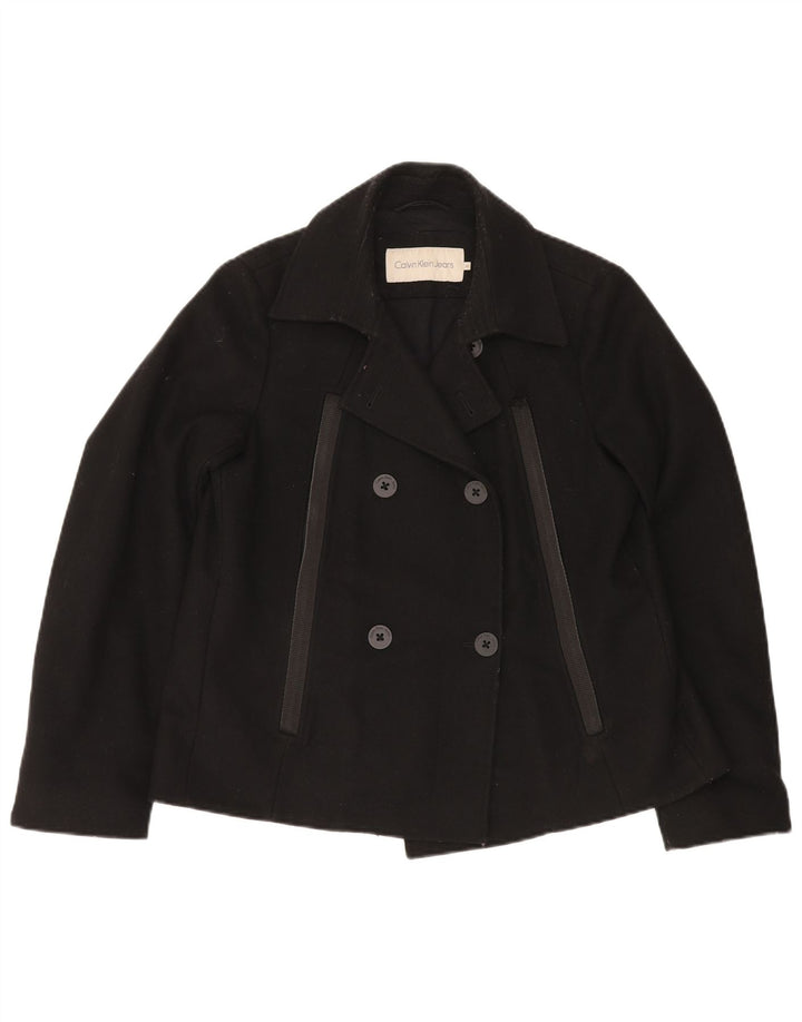 CALVIN KLEIN JEANS Damen Pea Coat UK 14 Mittelschwarze Wolle