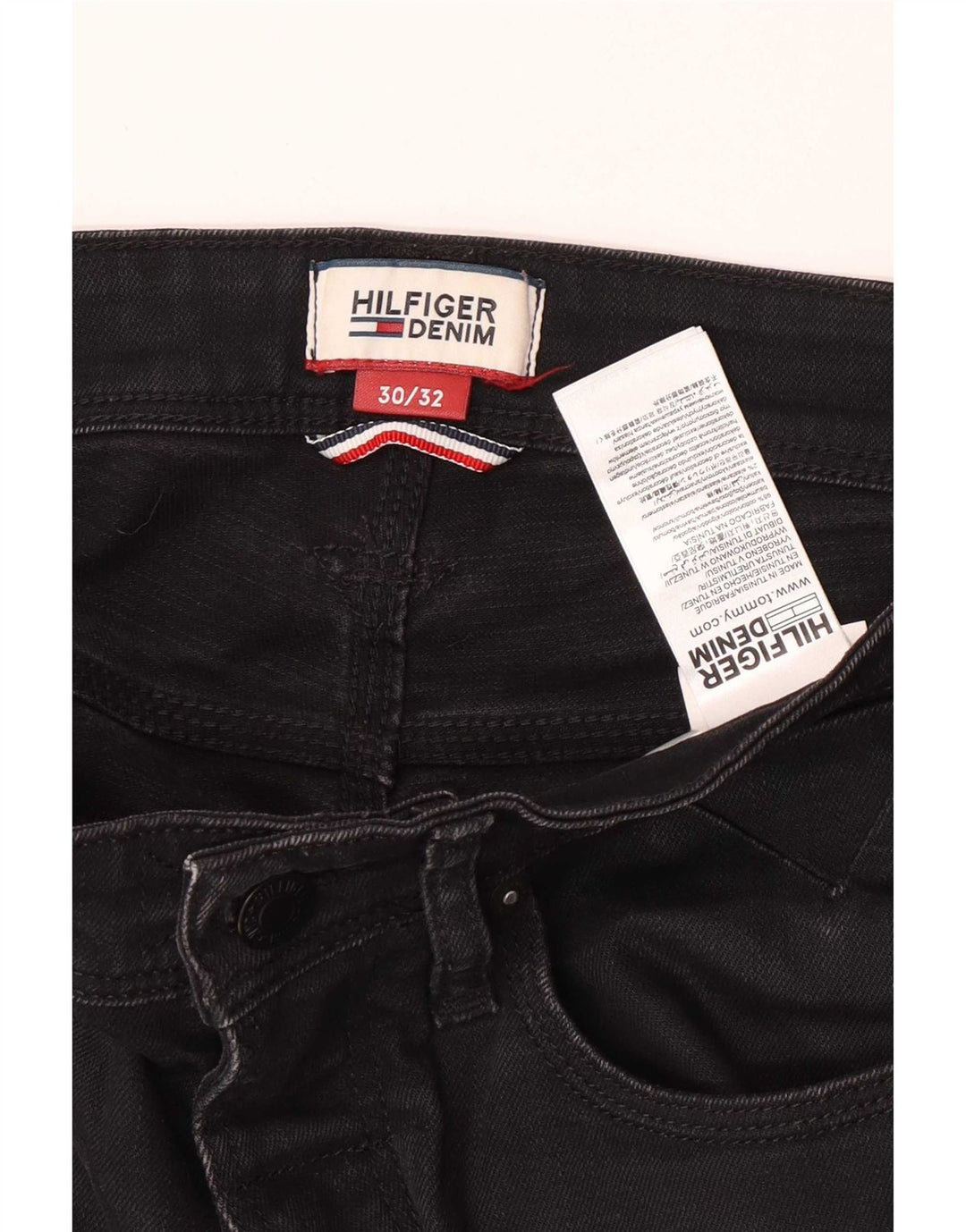 Tommy Hilfiger Herren Slim Jeans W30 L32 Schwarz Baumwolle