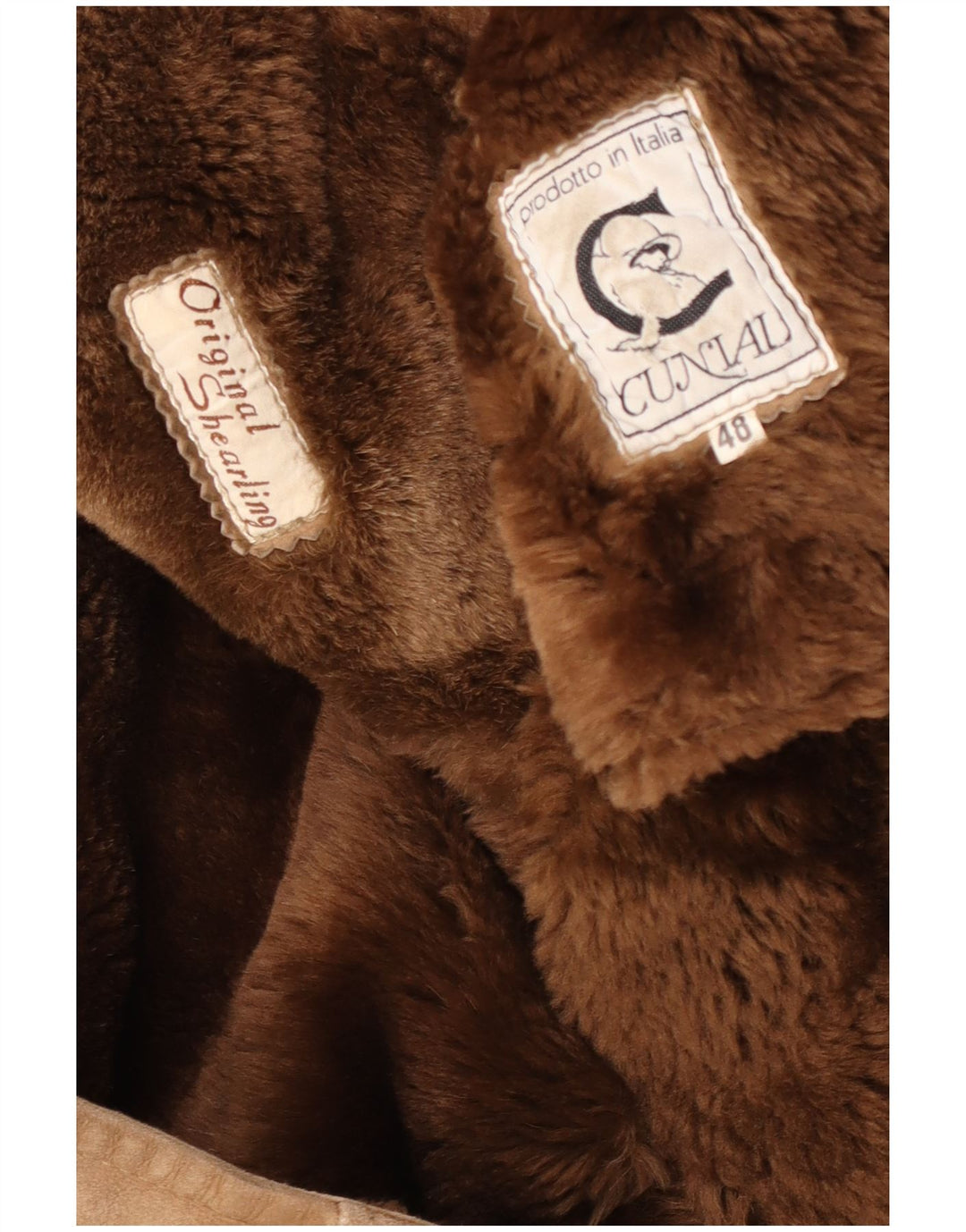 Vintage Herren Shearling Jacke IT 48 Mittelbraunes Leder