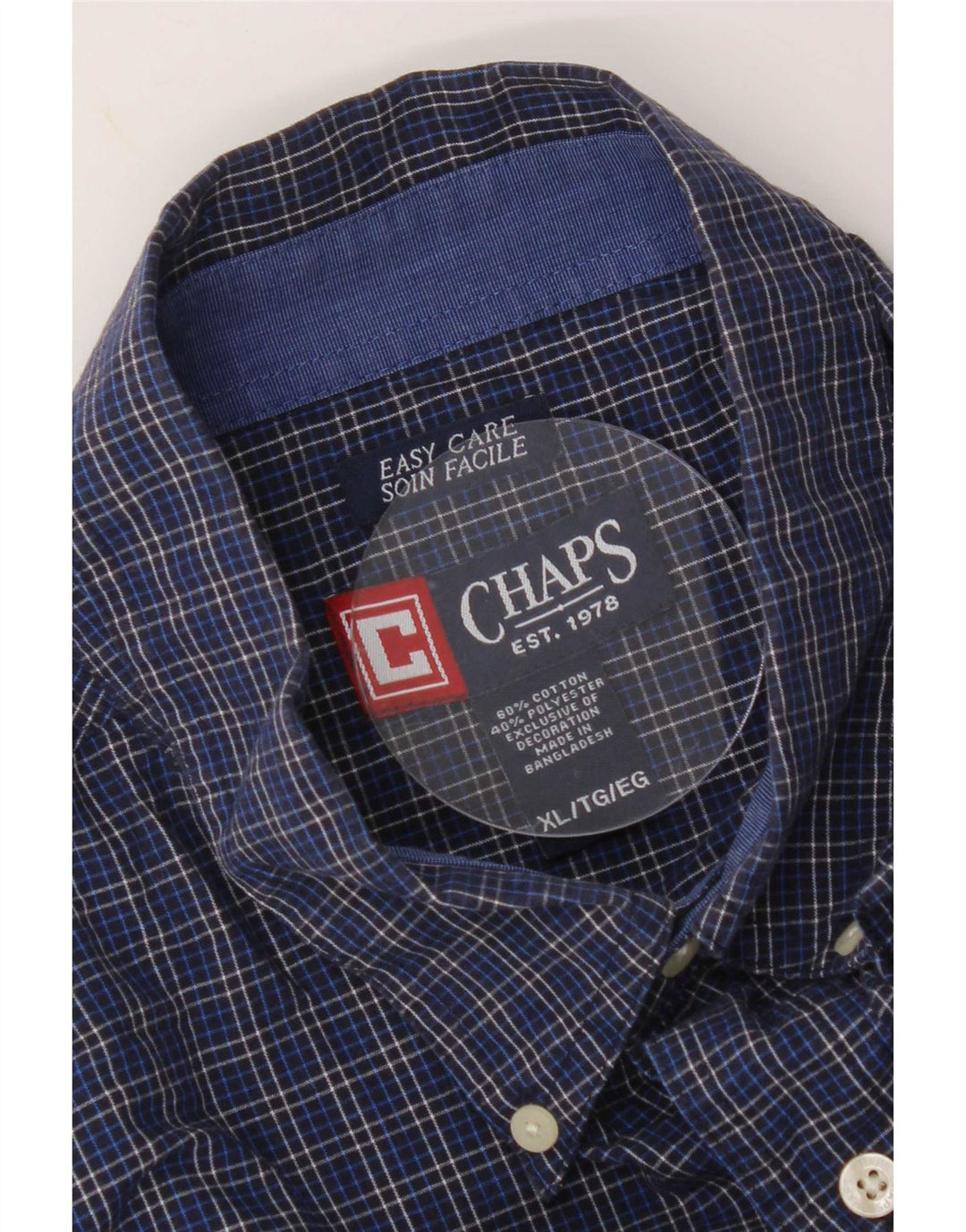 Chaps Herren-Hemd, pflegeleicht, XL, marineblau, kariert, Baumwolle